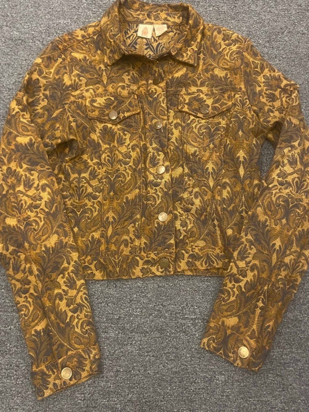 Womens femina  Gold and Brown Brocade Jean Jacket